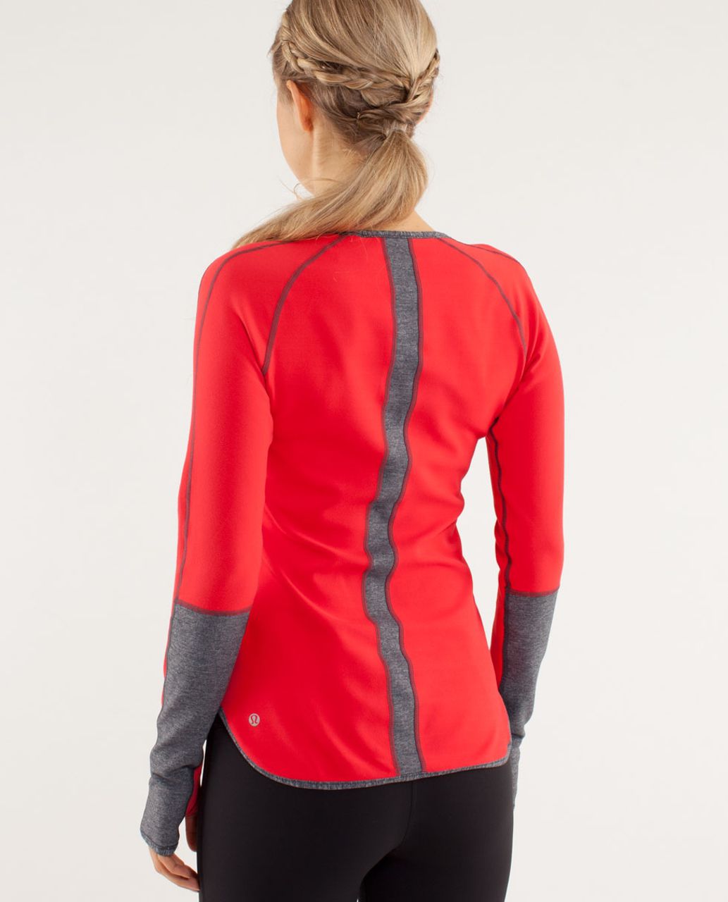 Lululemon Runder Under Long Sleeve - Love Red / Heathered Coal / Heathered Coal / Black