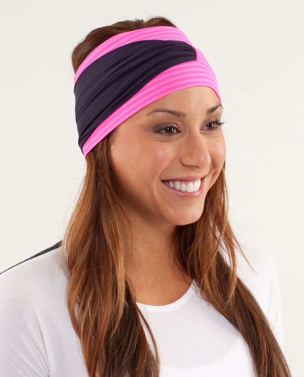 Lululemon Post Headstand Headhugger - Slope Stripe Raspberry Glo Light Heathered Raspberry Glo Light / Black Swan