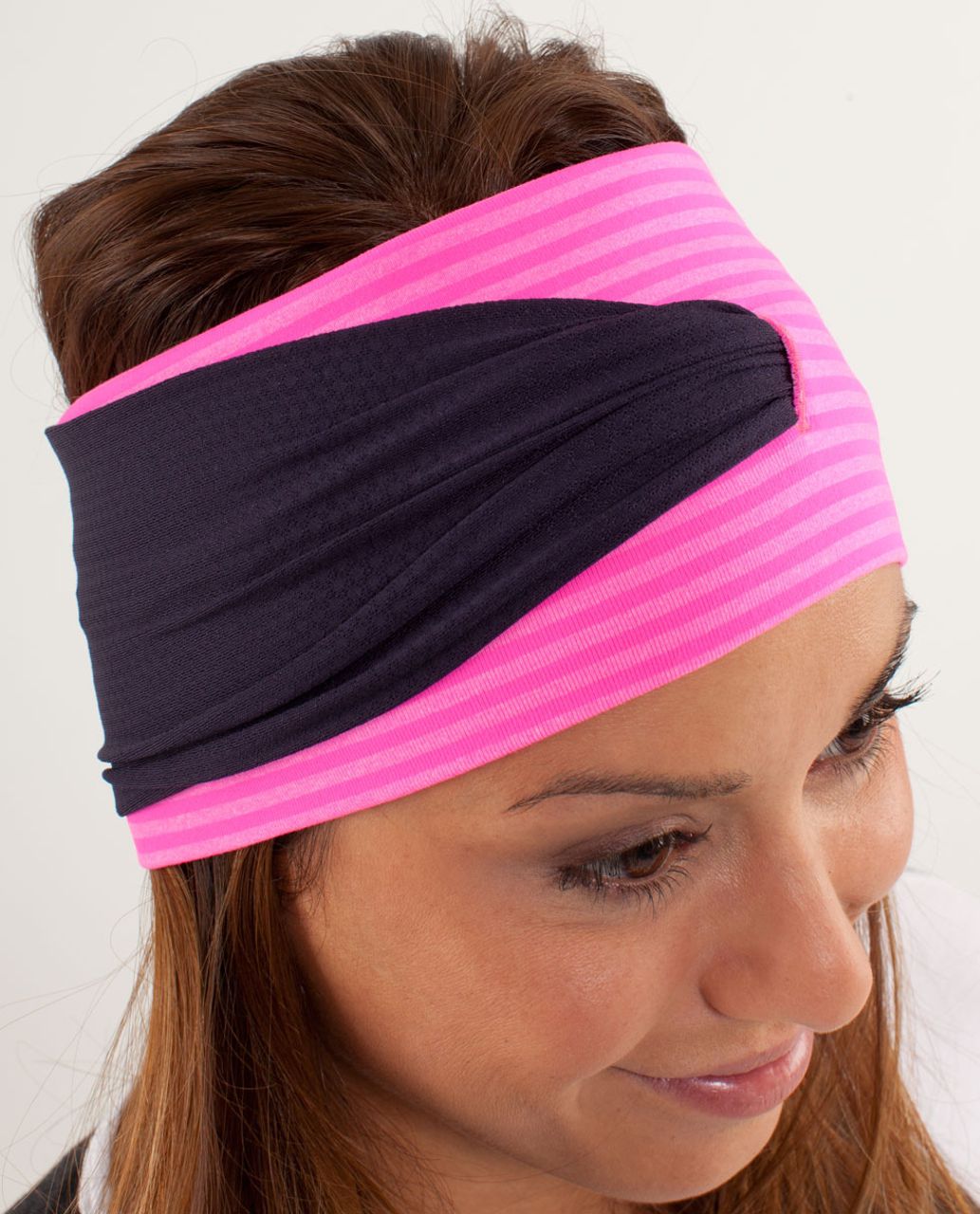 Lululemon Post Headstand Headhugger - Slope Stripe Raspberry Glo Light Heathered Raspberry Glo Light / Black Swan