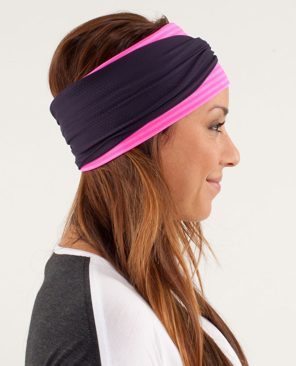 Lululemon Post Headstand Headhugger - Slope Stripe Raspberry Glo Light Heathered Raspberry Glo Light / Black Swan