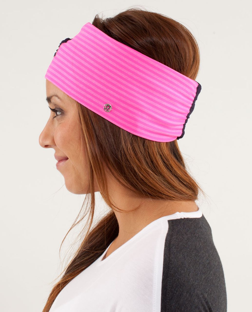 Lululemon Post Headstand Headhugger - Slope Stripe Raspberry Glo Light Heathered Raspberry Glo Light / Black Swan