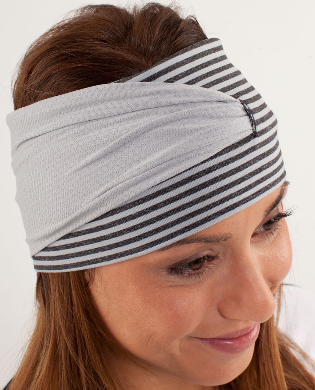 Lululemon Post Headstand Headhugger - Slope Stripe Silver Slate Heathered Black / Black / Silver Slate