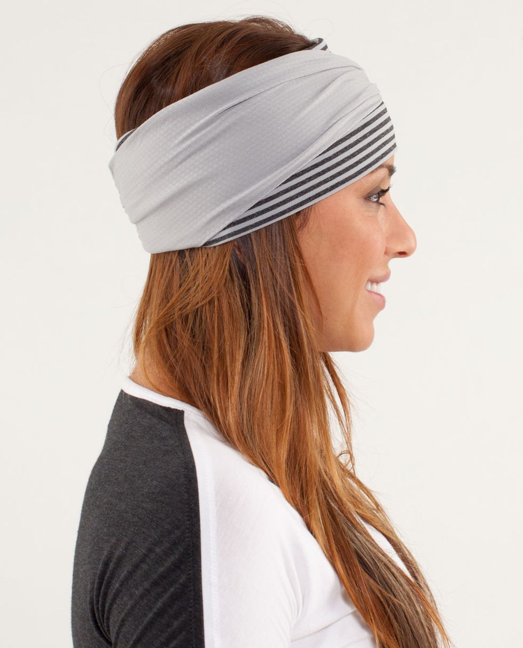 Lululemon Post Headstand Headhugger - Slope Stripe Silver Slate Heathered Black / Black / Silver Slate