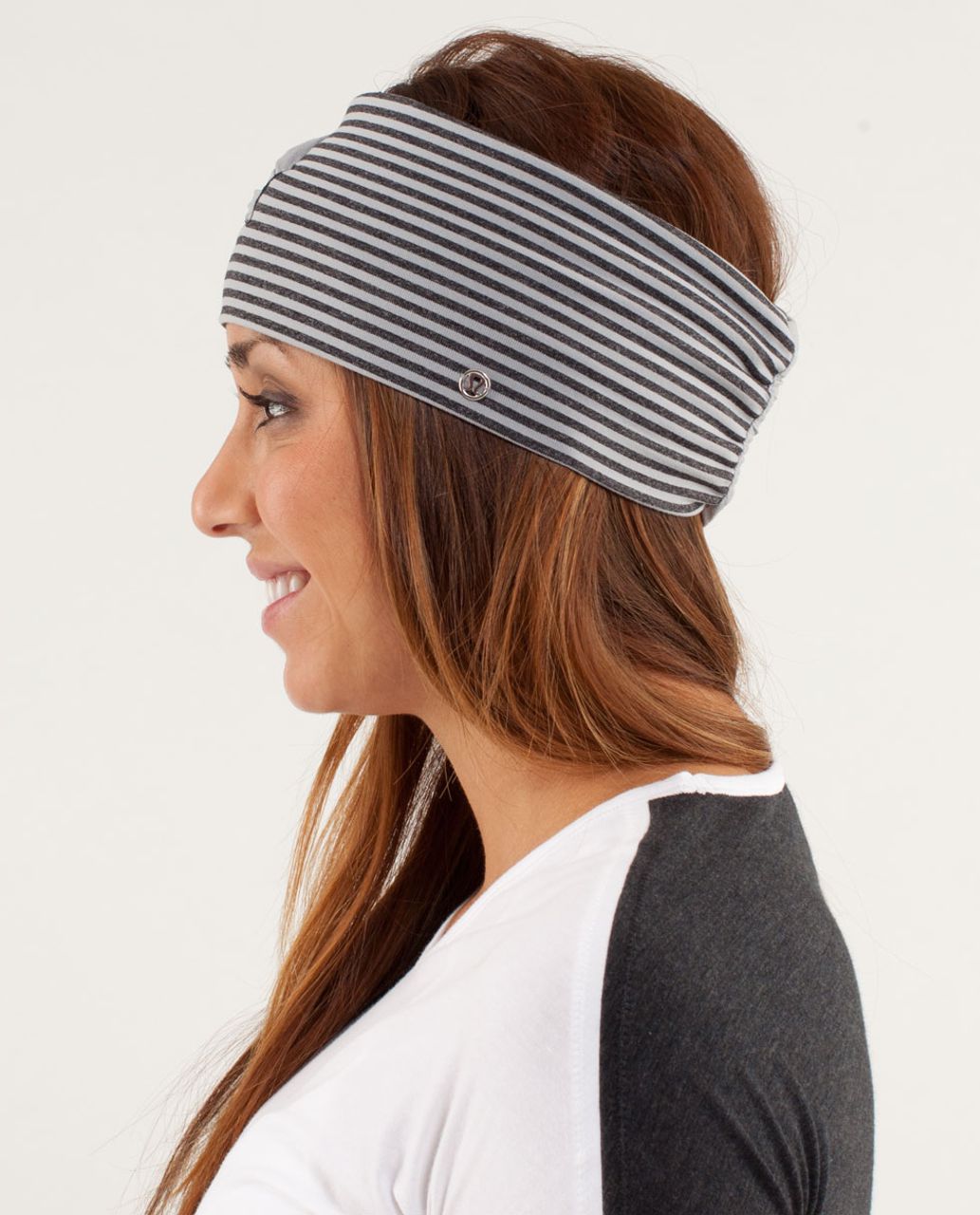 Lululemon Post Headstand Headhugger - Slope Stripe Silver Slate Heathered Black / Black / Silver Slate