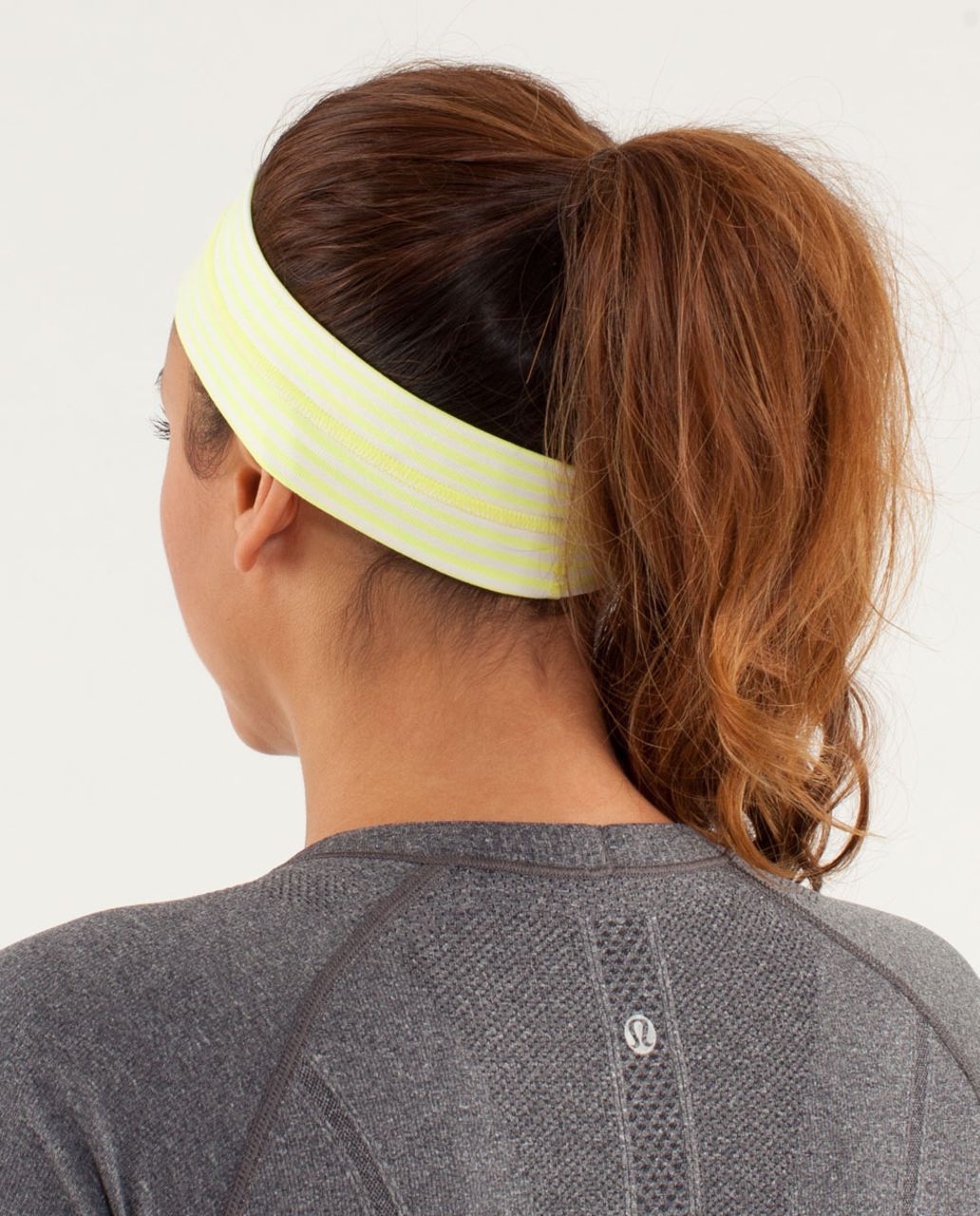 Lululemon Fly Away Tamer Headband - Slope Stripe Polar Cream Clarity Yellow