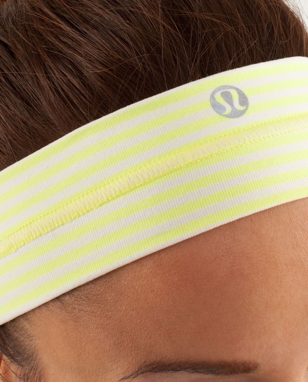 Lululemon Fly Away Tamer Headband - Slope Stripe Polar Cream Clarity Yellow