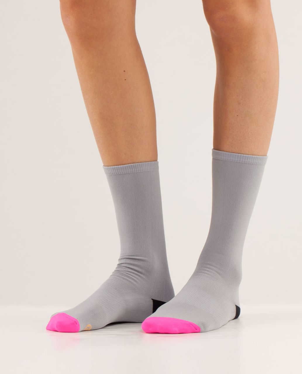 Lululemon Women's Run For A Latte Sock - Colour Block Silver Slate Raspberry Glo Light / Deep Coal