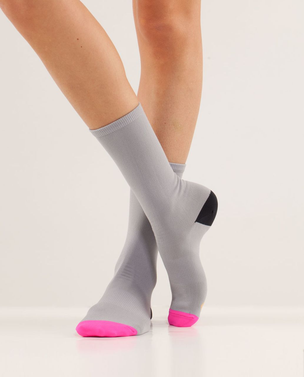 Lululemon Women's Run For A Latte Sock - Colour Block Silver Slate Raspberry Glo Light / Deep Coal