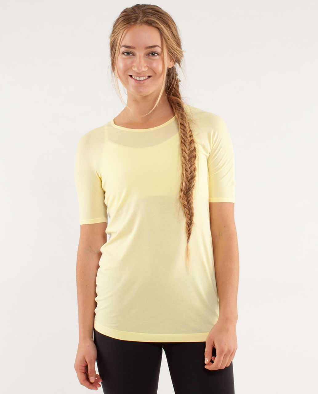 Lululemon Devotion Short Sleeve Tee - Clarity Yellow / Heathered Polar Cream