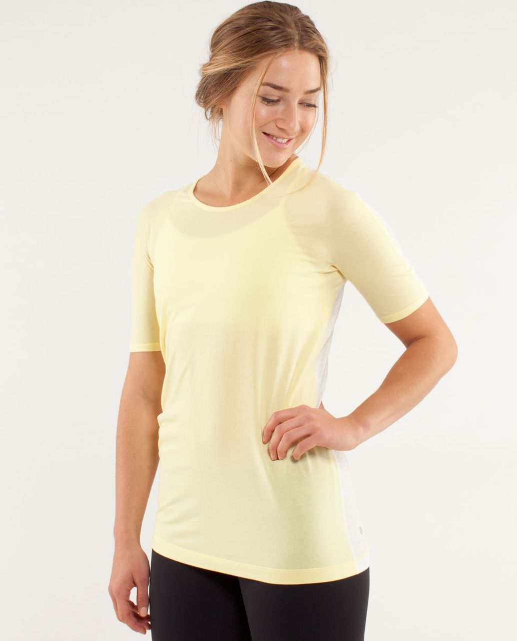 Lululemon Devotion Short Sleeve Tee - Clarity Yellow / Heathered Polar Cream