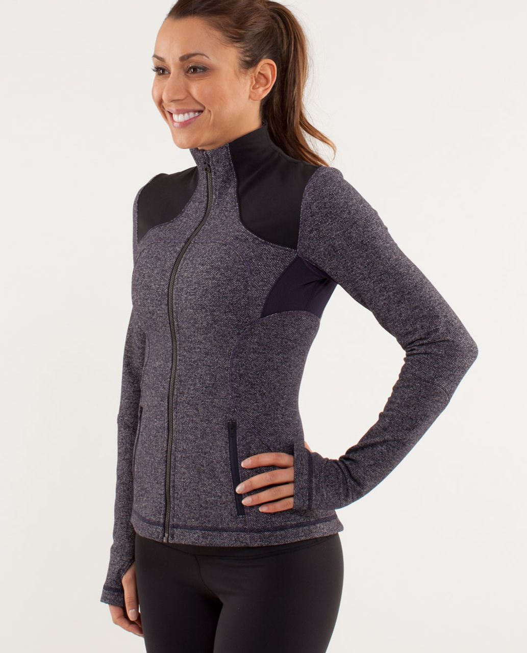 Lululemon Forme Jacket *Herringbone - Herringbone Black Swan / Black ...