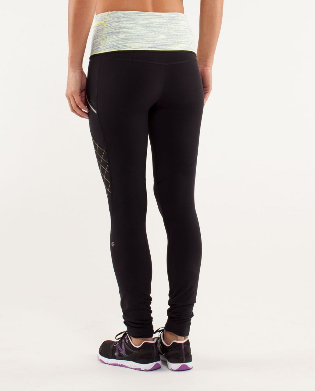 Lululemon Run:  Toasty Tech Tight - Black / Wee Are From Space Polar Cream Clarity Yellow