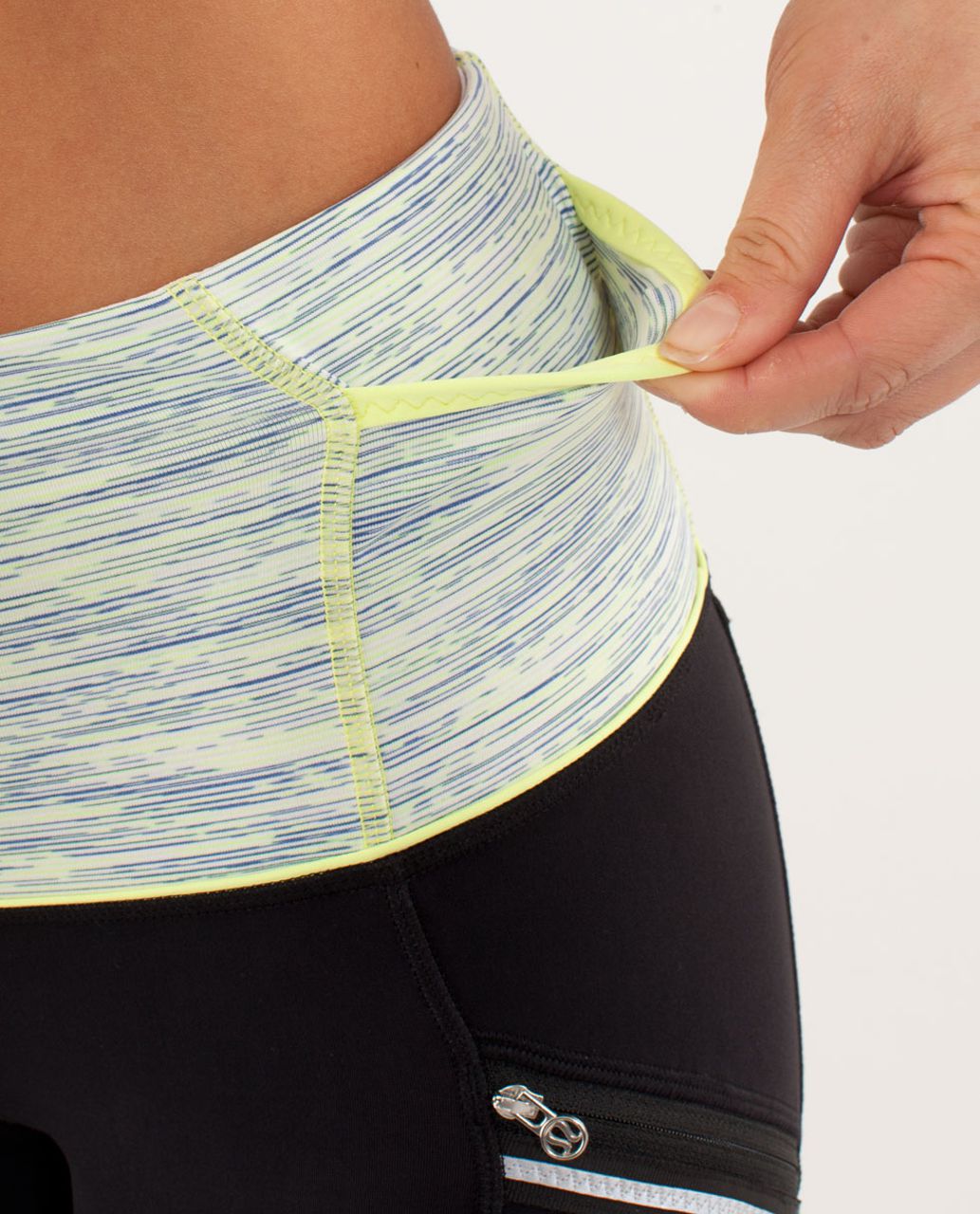 Lululemon Run:  Toasty Tech Tight - Black / Wee Are From Space Polar Cream Clarity Yellow