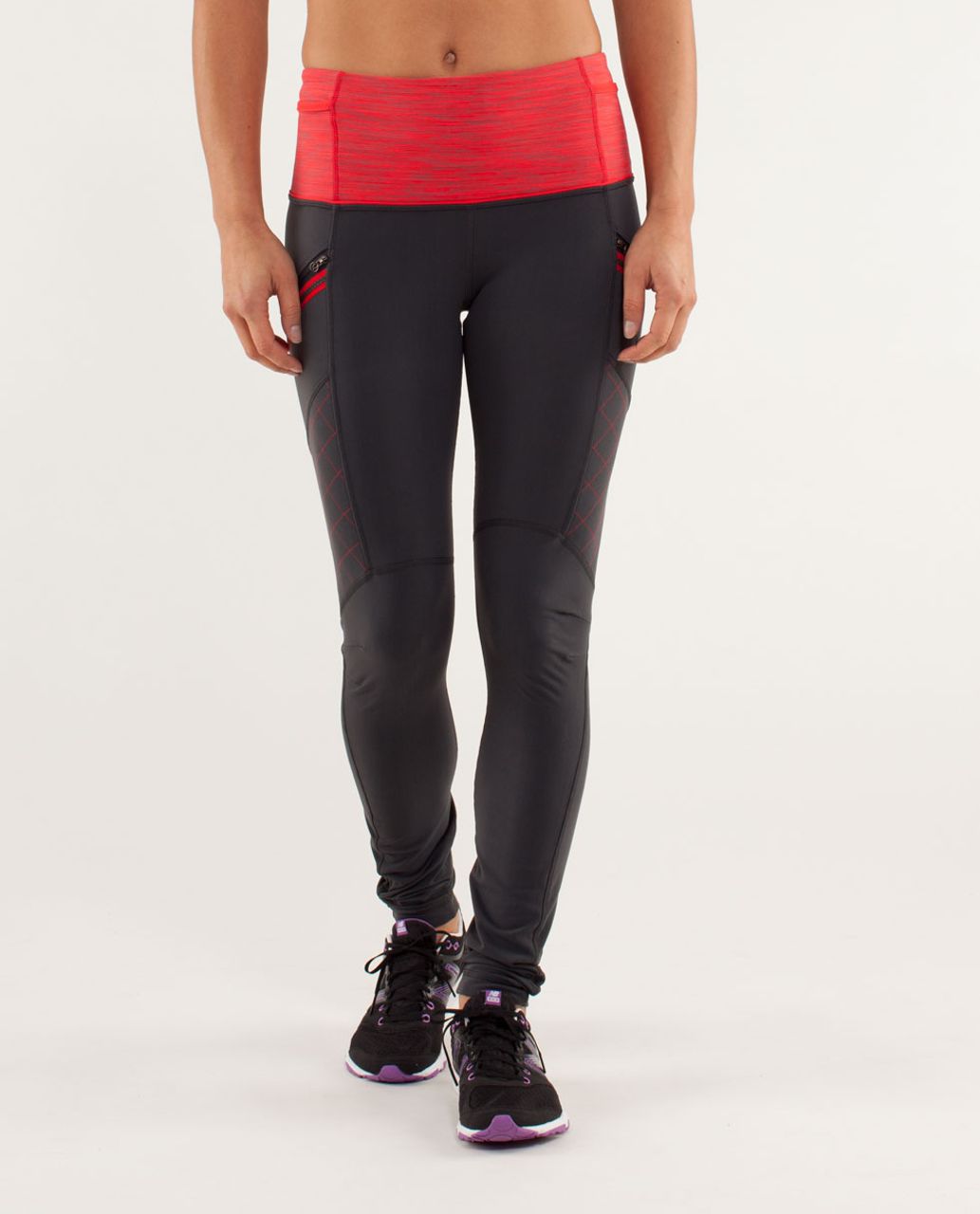 Lululemon Run:  Toasty Tech Tight - Deep Coal / Wee Are From Space Love Red Coal