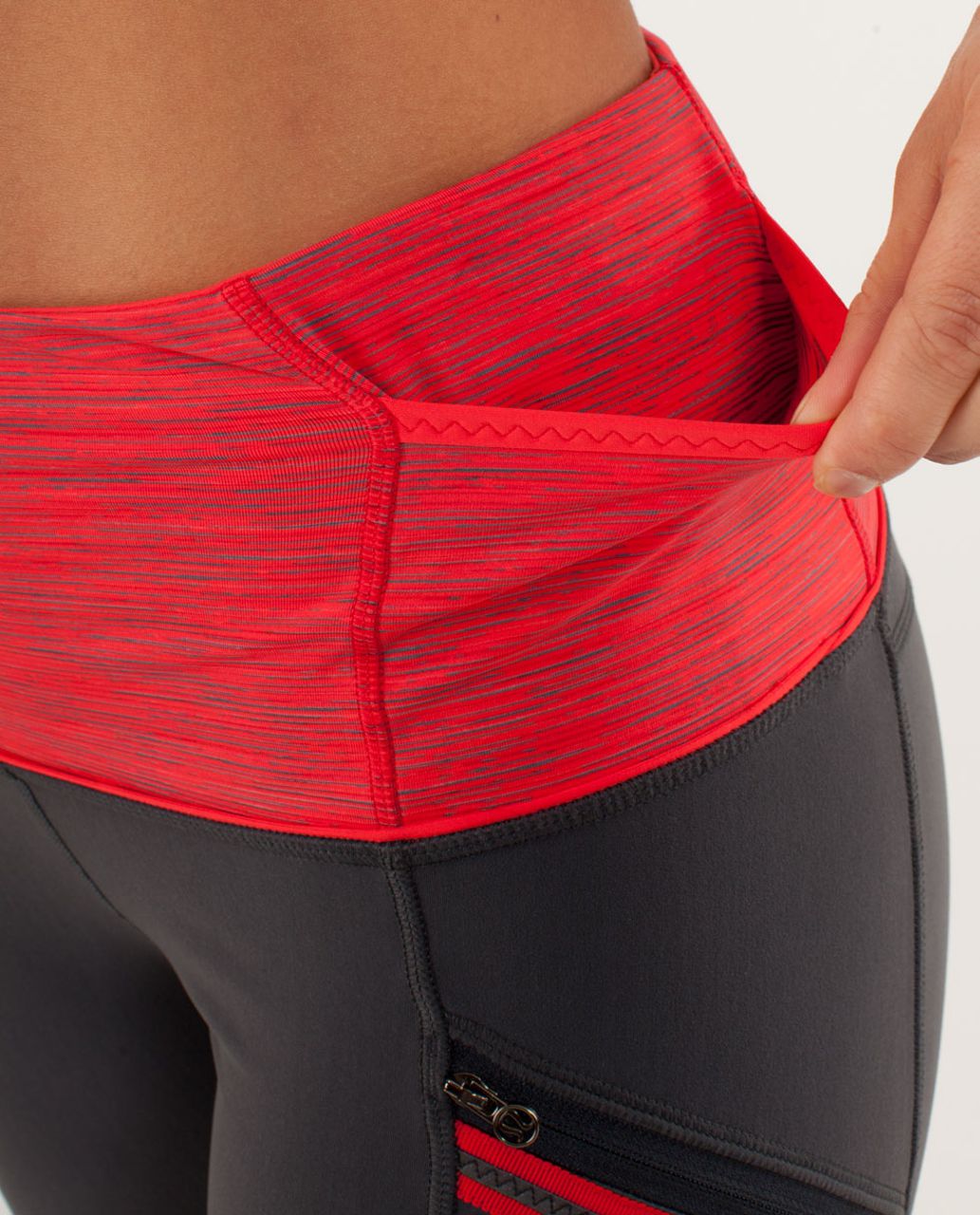 Lululemon Run:  Toasty Tech Tight - Deep Coal / Wee Are From Space Love Red Coal