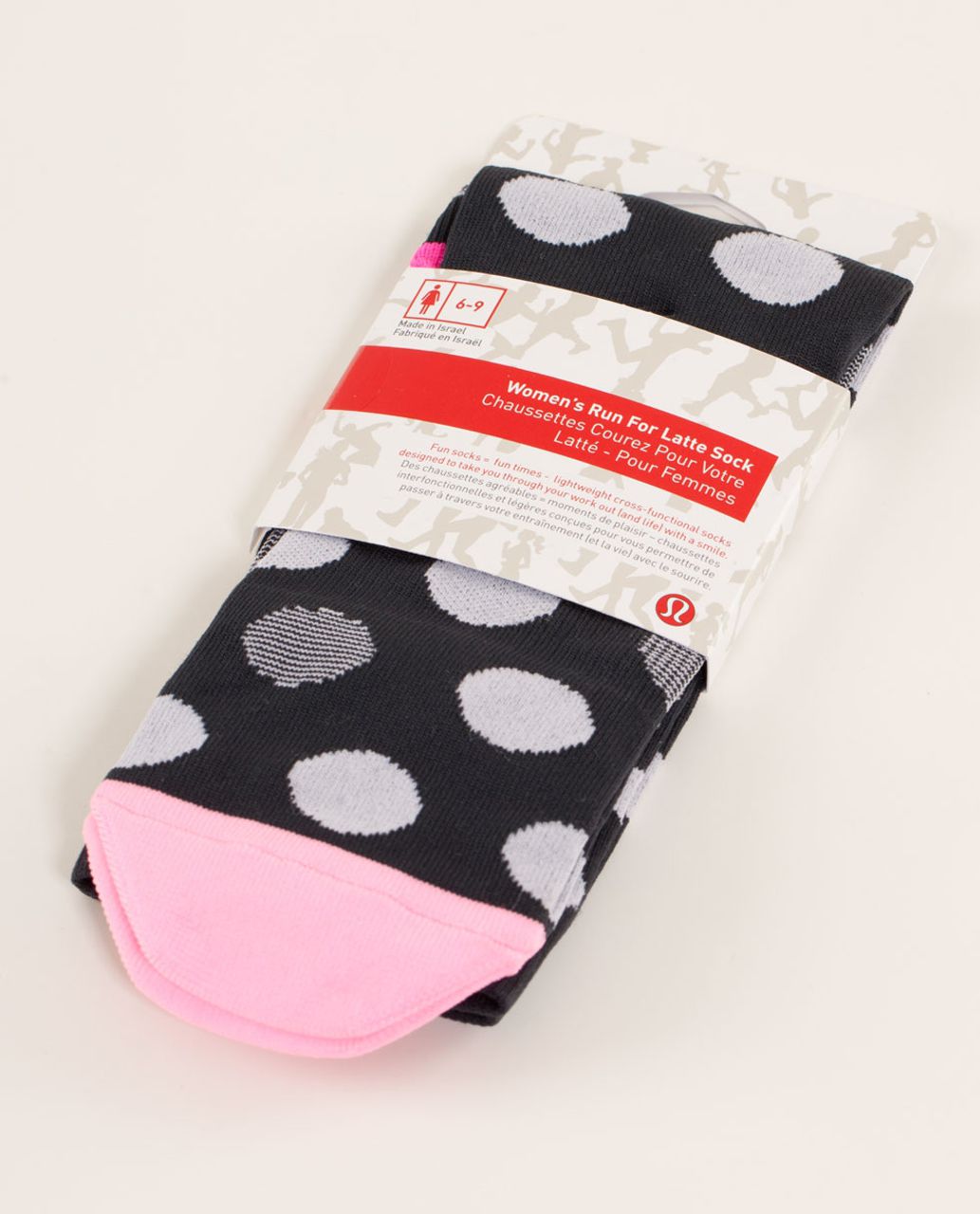 Lululemon Women's Run For A Latte Sock - Striped Dot Deep Coal