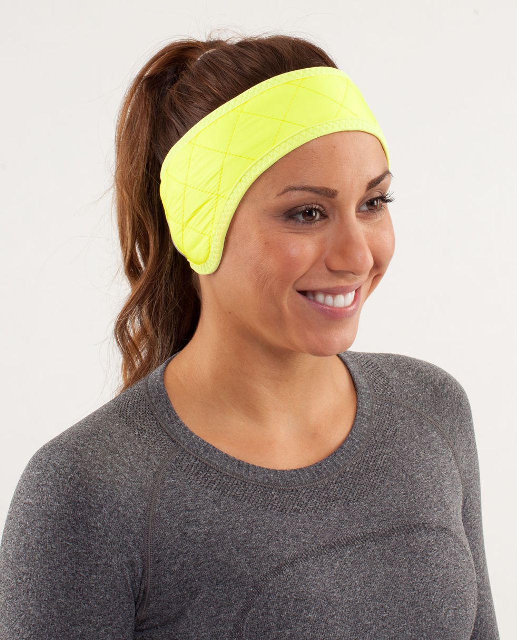 Lululemon What The Fluff Ear Warmer - Clarity Yellow / Slope Stripe Polar Cream Clarity Yellow