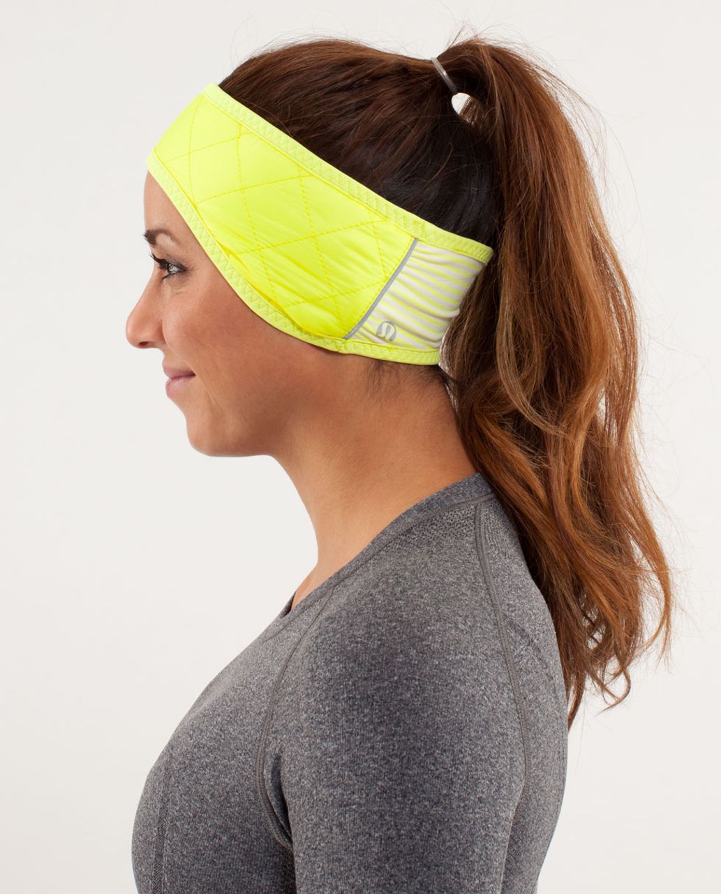 Lululemon What The Fluff Ear Warmer - Clarity Yellow / Slope Stripe Polar Cream Clarity Yellow