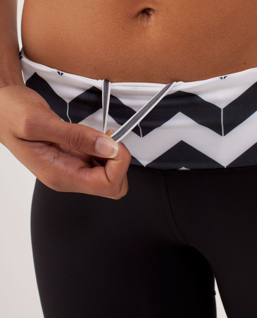 Lululemon Run:  For Your Life Crop - Black / Arrow Chevron White Black