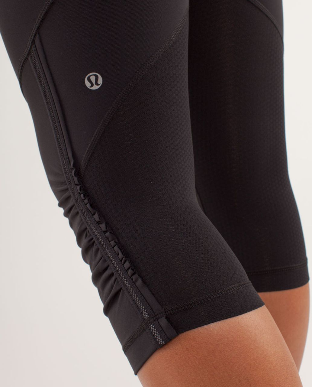 Lululemon Run:  For Your Life Crop - Black / Arrow Chevron White Black