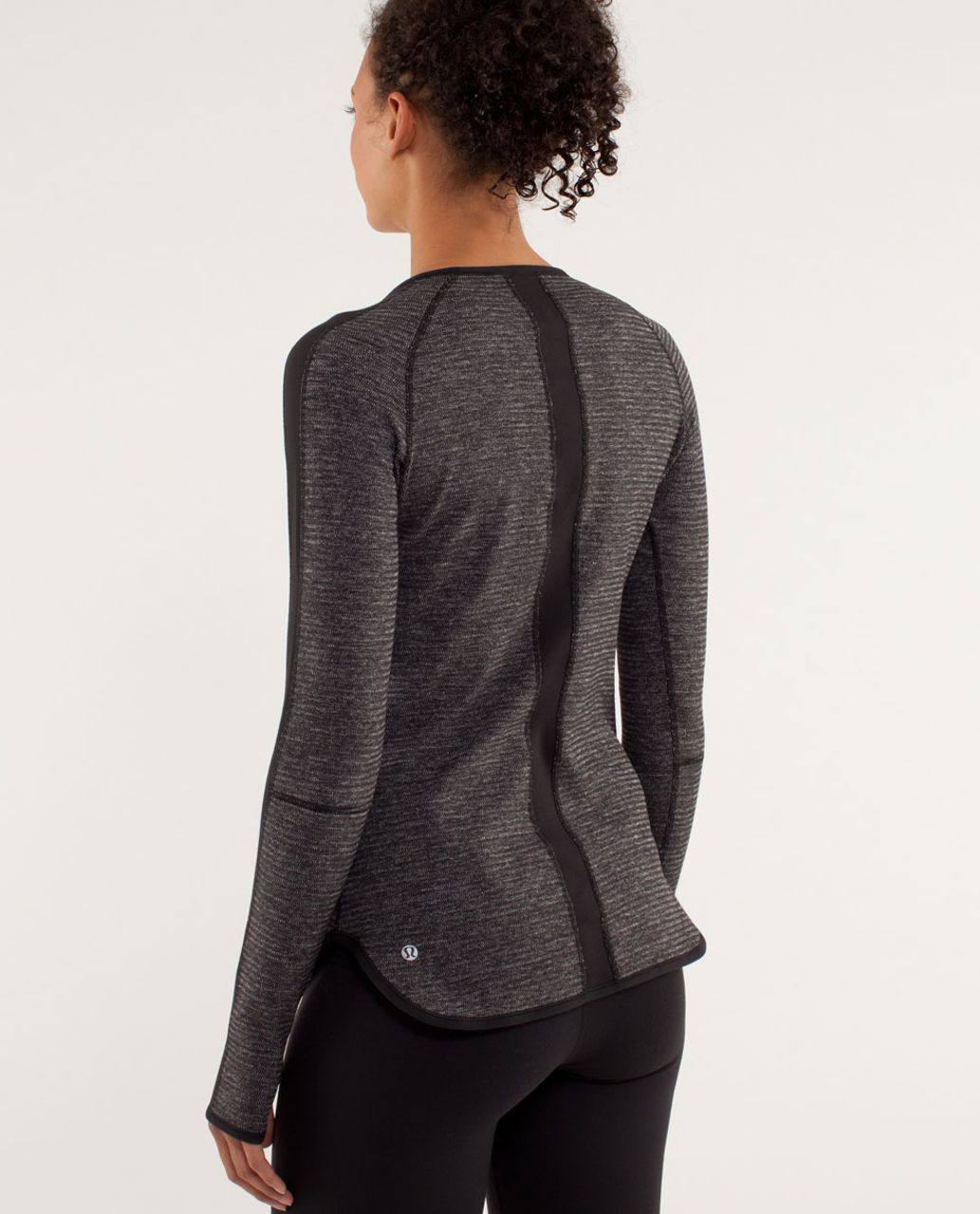 Lululemon Runder Under Long Sleeve - Mini Check Pique Black Heathered Black