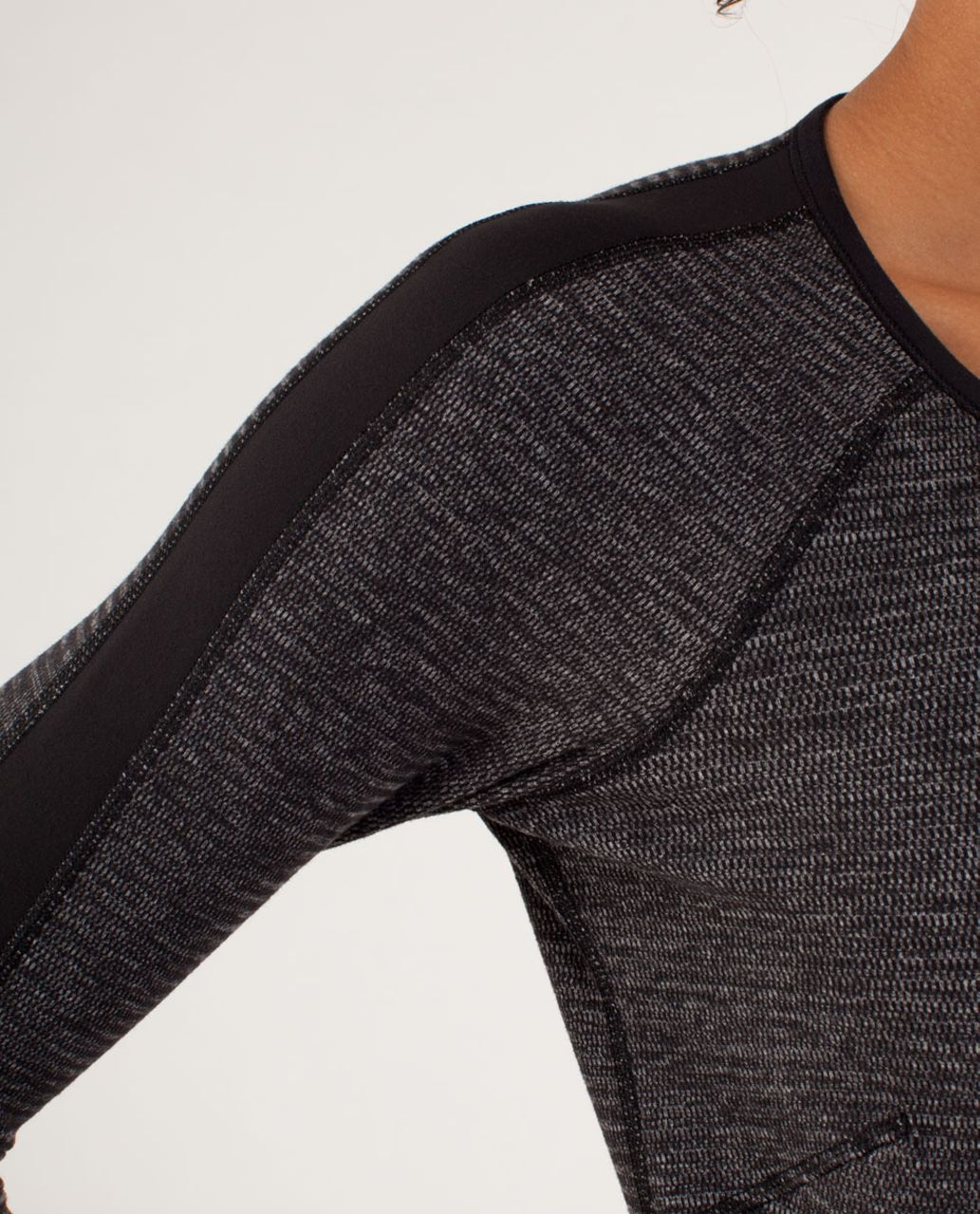 Lululemon Runder Under Long Sleeve - Mini Check Pique Black Heathered Black