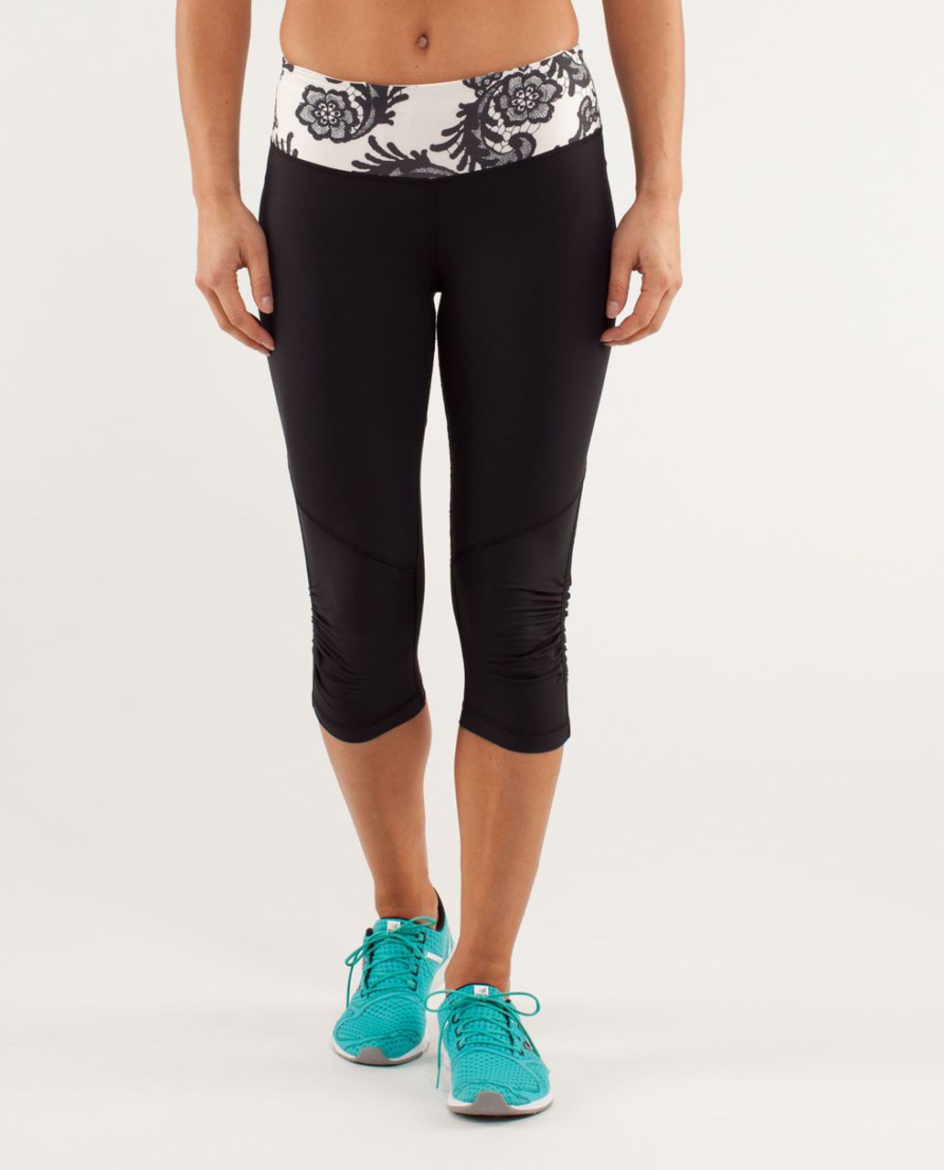 Lululemon Run:  For Your Life Crop - Black / Laceoflage Polar Cream Black