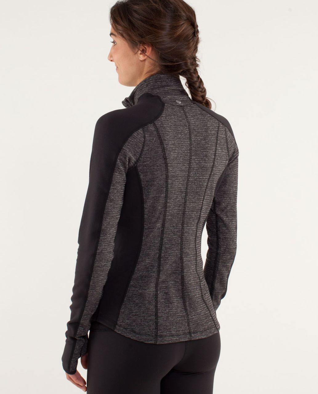 Lululemon Run:  U-Turn Pullover - Mini Check Pique Black Heathered Black