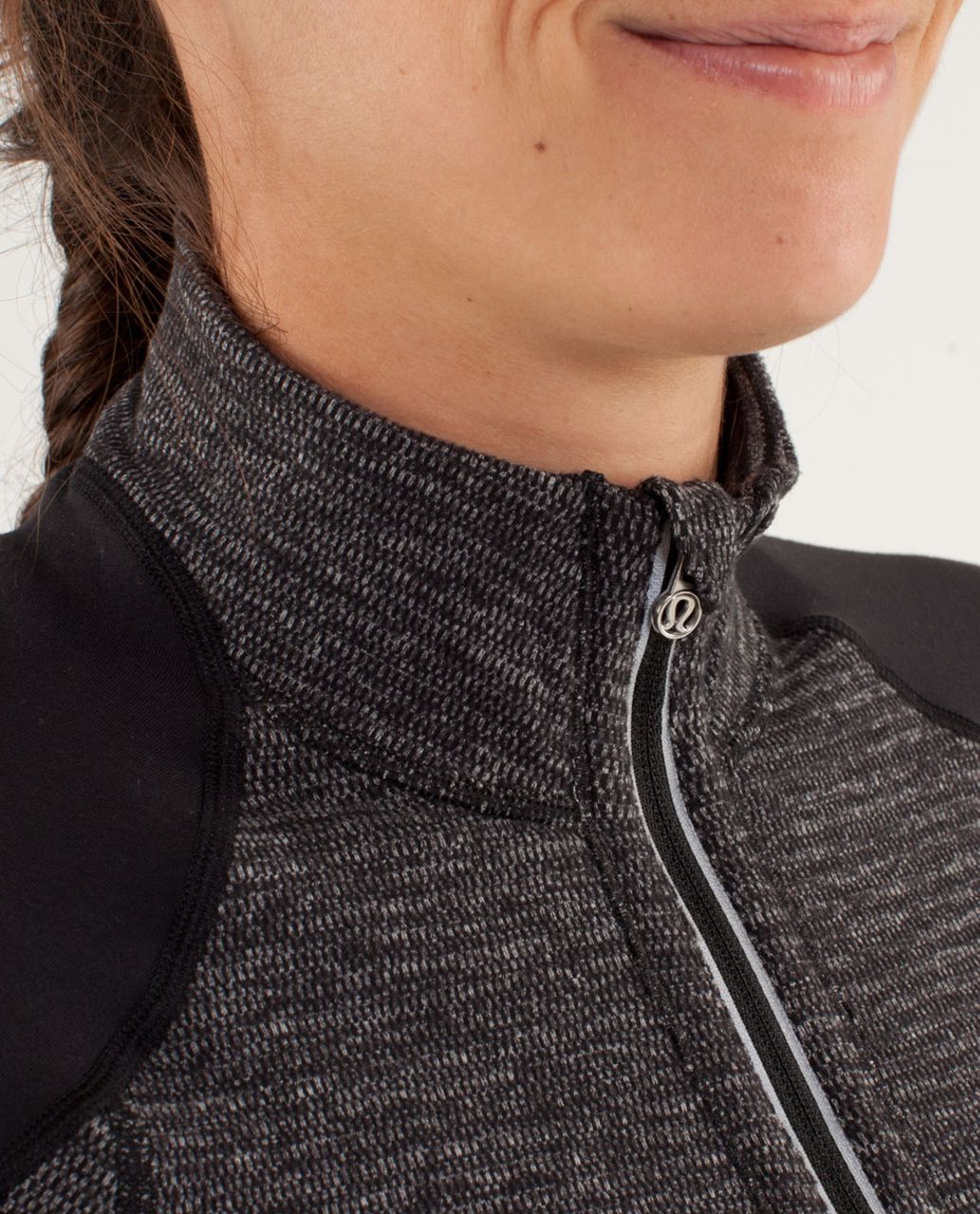 Lululemon Run:  U-Turn Pullover - Mini Check Pique Black Heathered Black