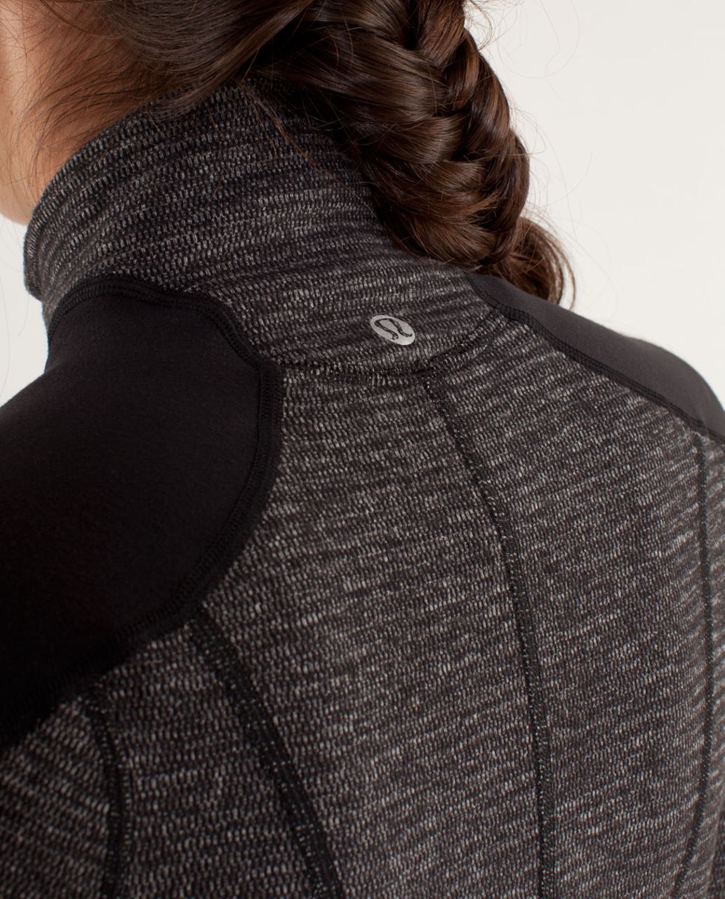 Lululemon Run:  U-Turn Pullover - Mini Check Pique Black Heathered Black