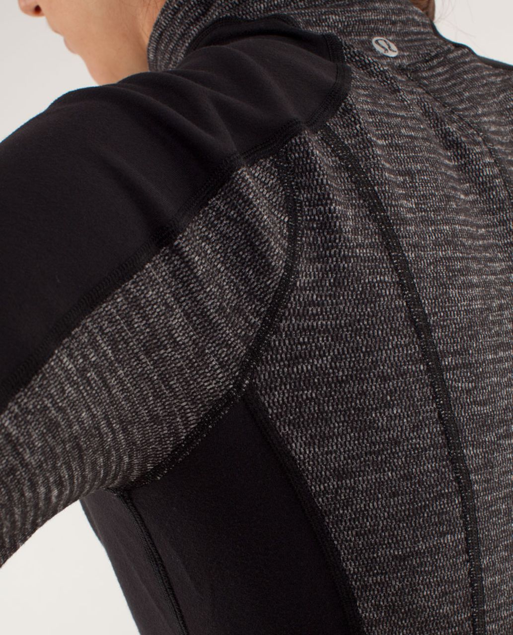 Lululemon Run:  U-Turn Pullover - Mini Check Pique Black Heathered Black