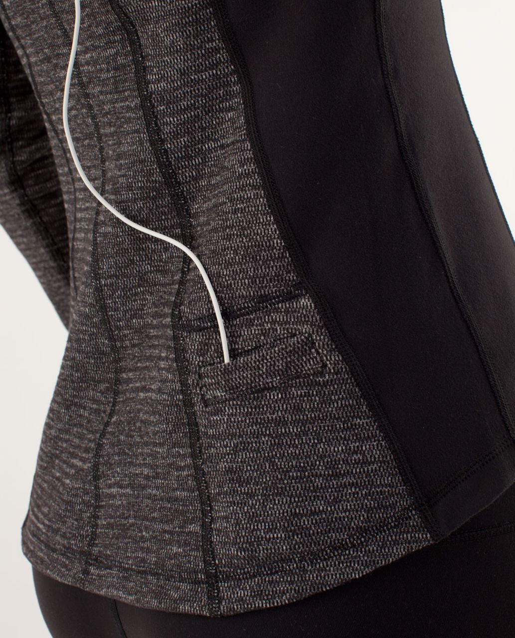 Lululemon Run:  U-Turn Pullover - Mini Check Pique Black Heathered Black