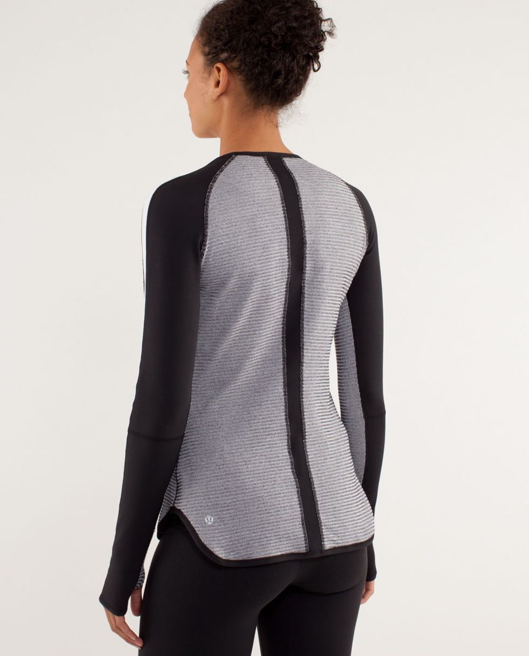 Lululemon Runder Under Long Sleeve - Mini Check Pique Black White