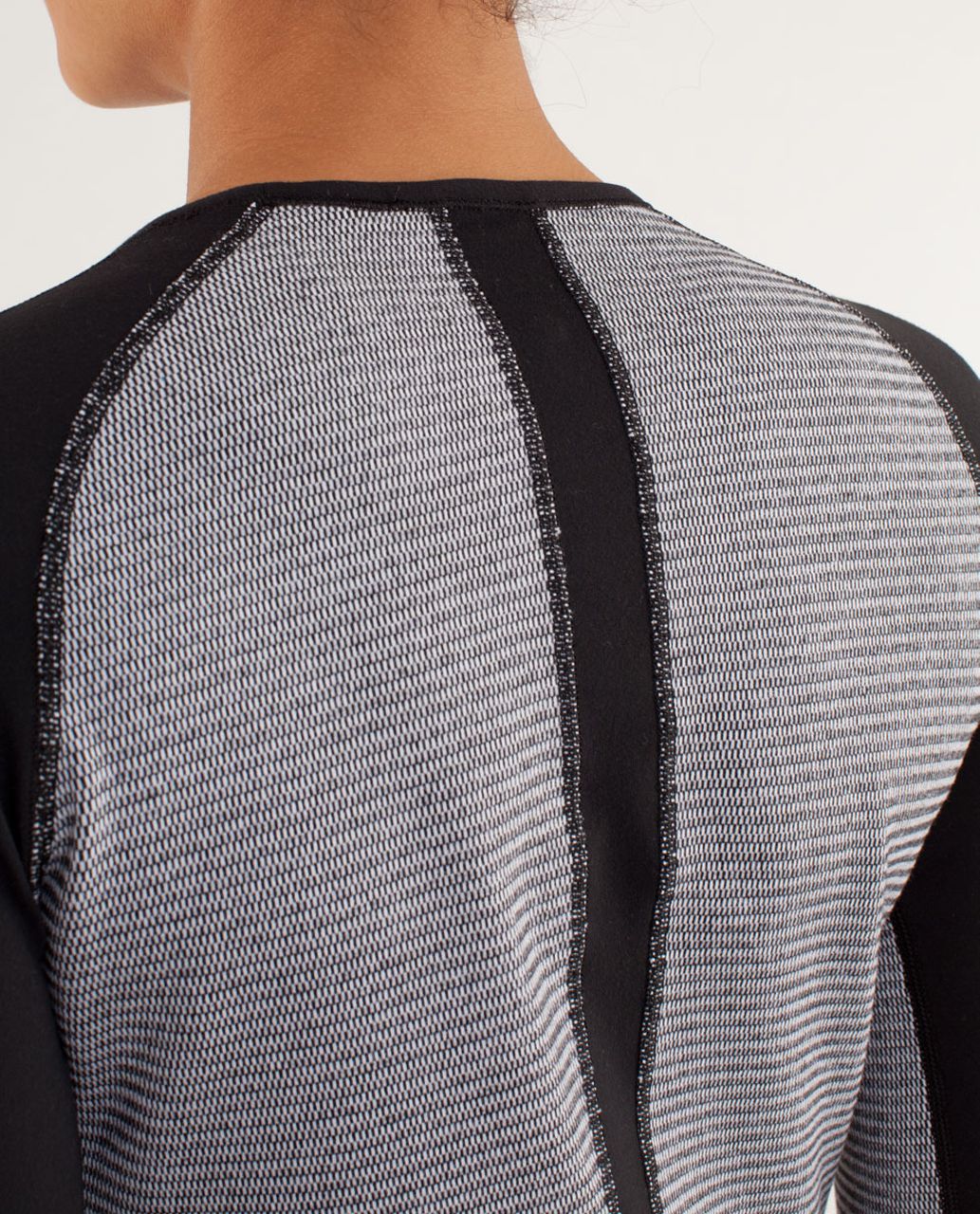 Lululemon Runder Under Long Sleeve - Mini Check Pique Black White