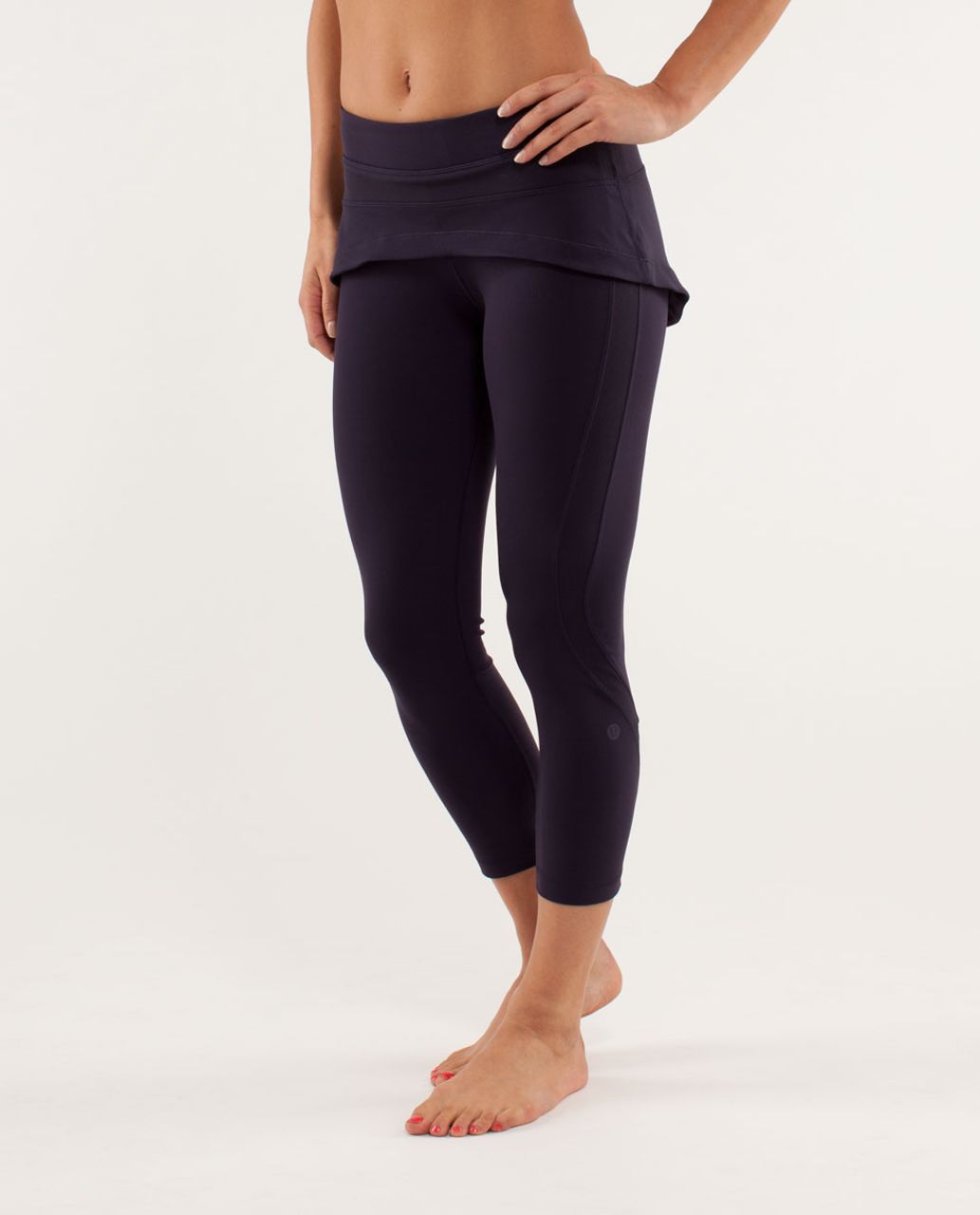 Lululemon Women’s Size 4 Black Swan Steadfast Crop With Skirt Zip Legs  Leggings