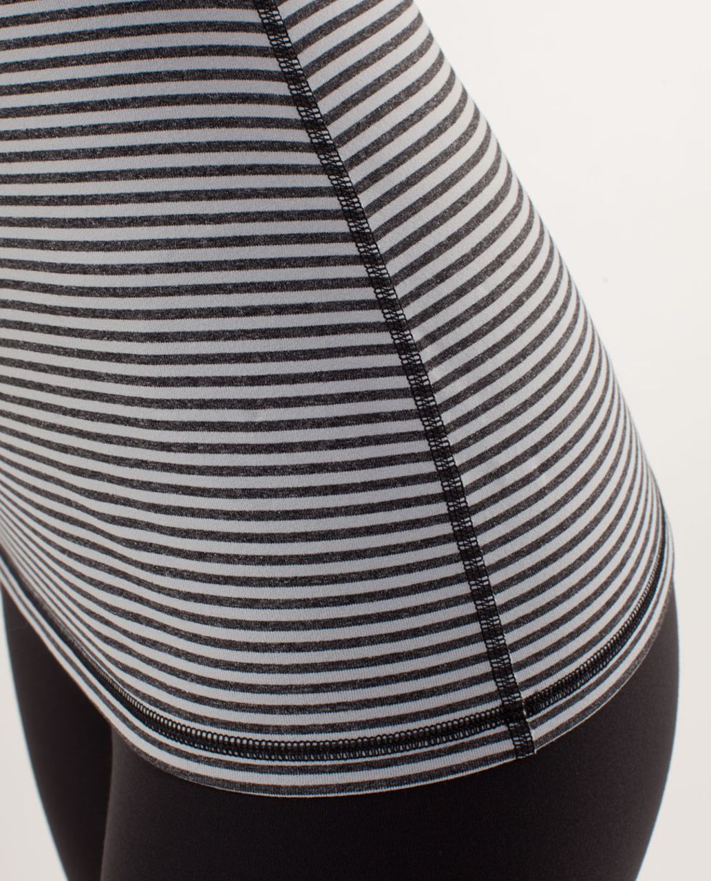 Lululemon Power Y Tank *Luon Light - Slope Stripe Silver Slate Heathered Black / Black