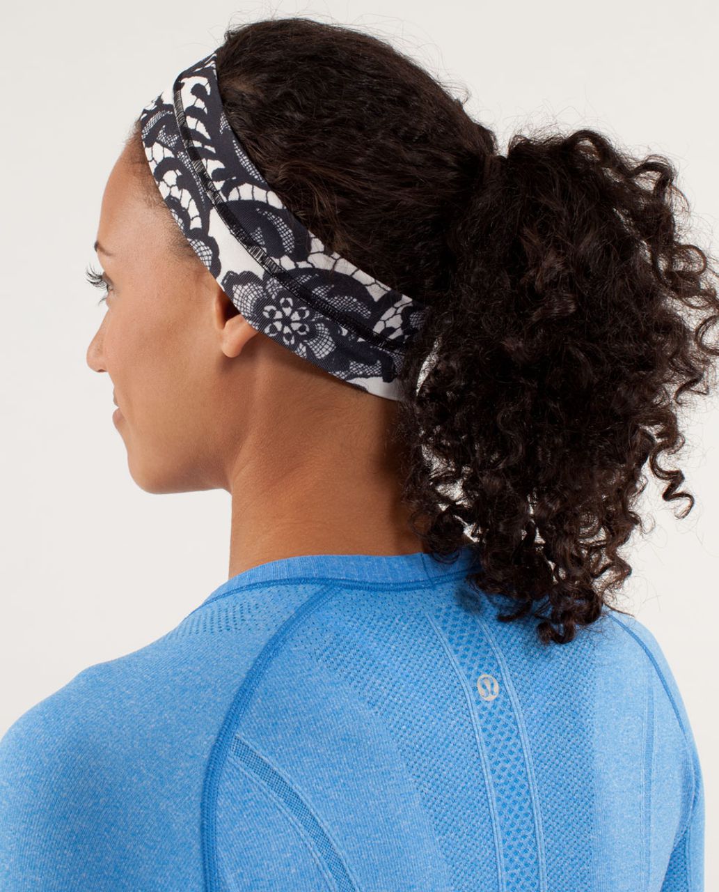 Lululemon Fly Away Tamer Headband - Laceoflage Polar Cream Black