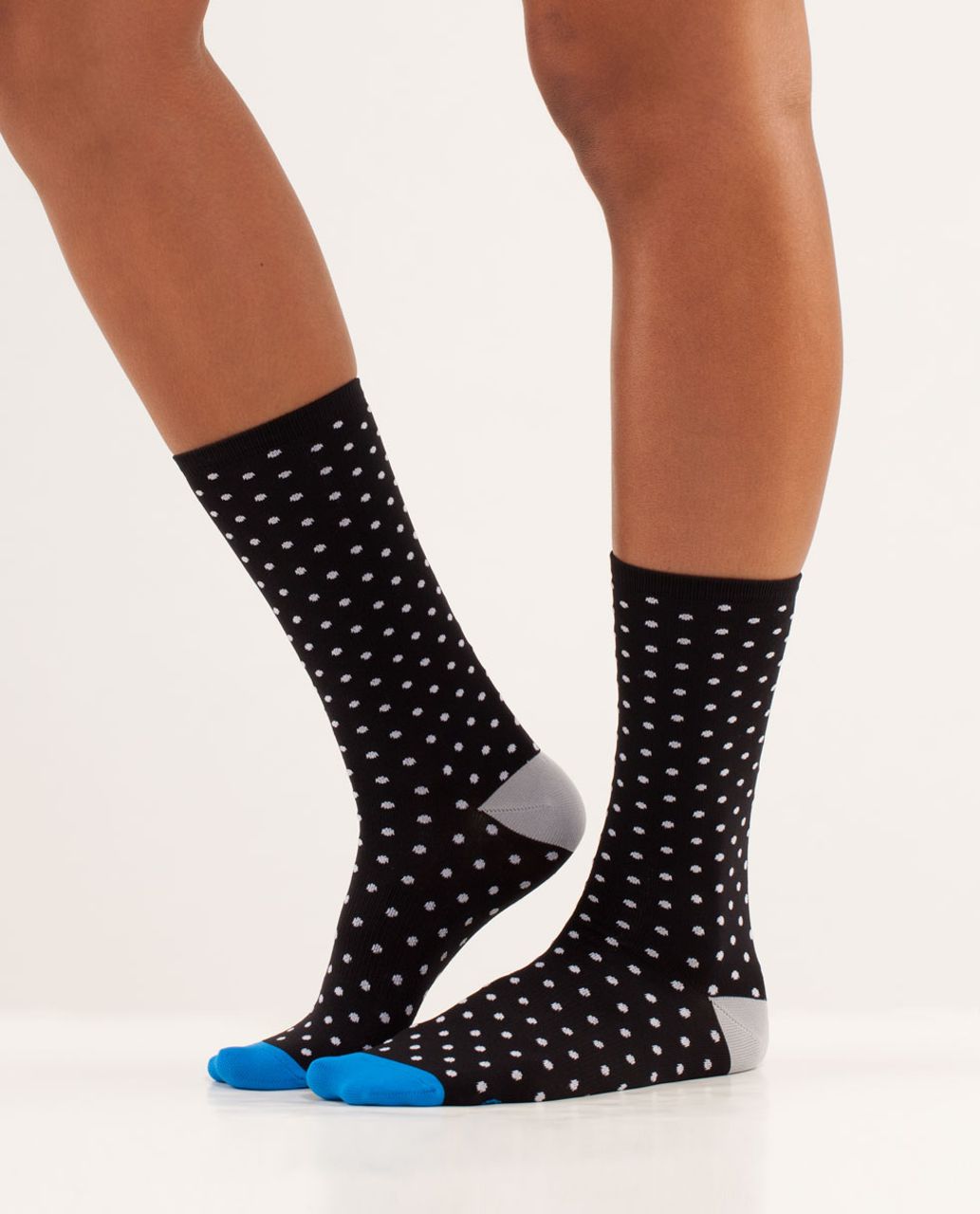 Lululemon Women's Run For A Latte Sock - Mini Dot Black White