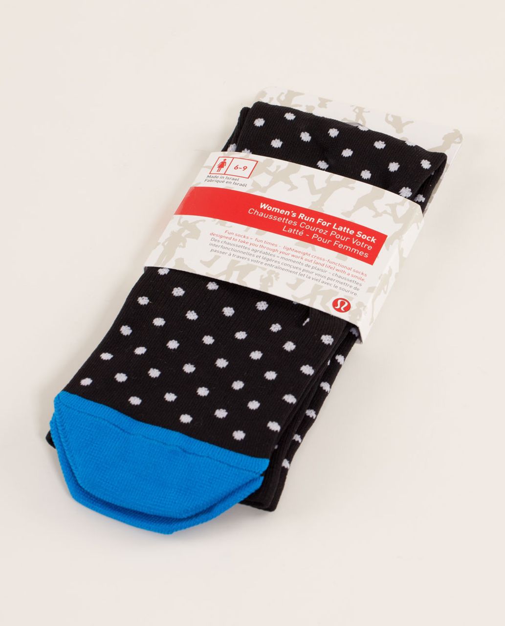 Lululemon Women's Run For A Latte Sock - Mini Dot Black White