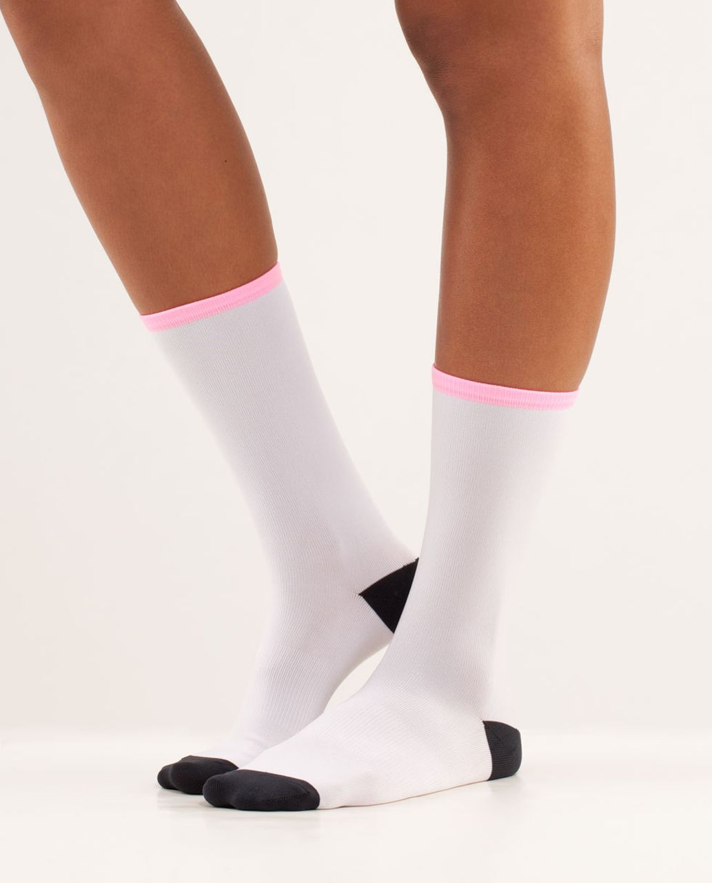 Lululemon Women's Run For A Latte Sock - Colour Block White Deep Coal