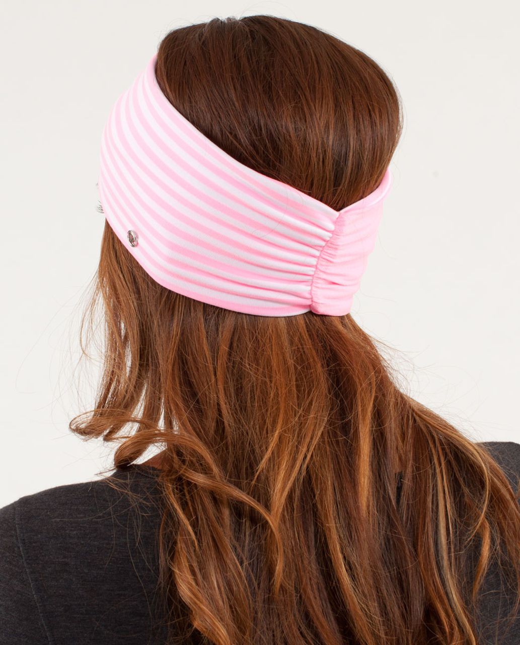 Lululemon Post Headstand Headhugger - Classic Stripe White Pink Shell / Pink Shell