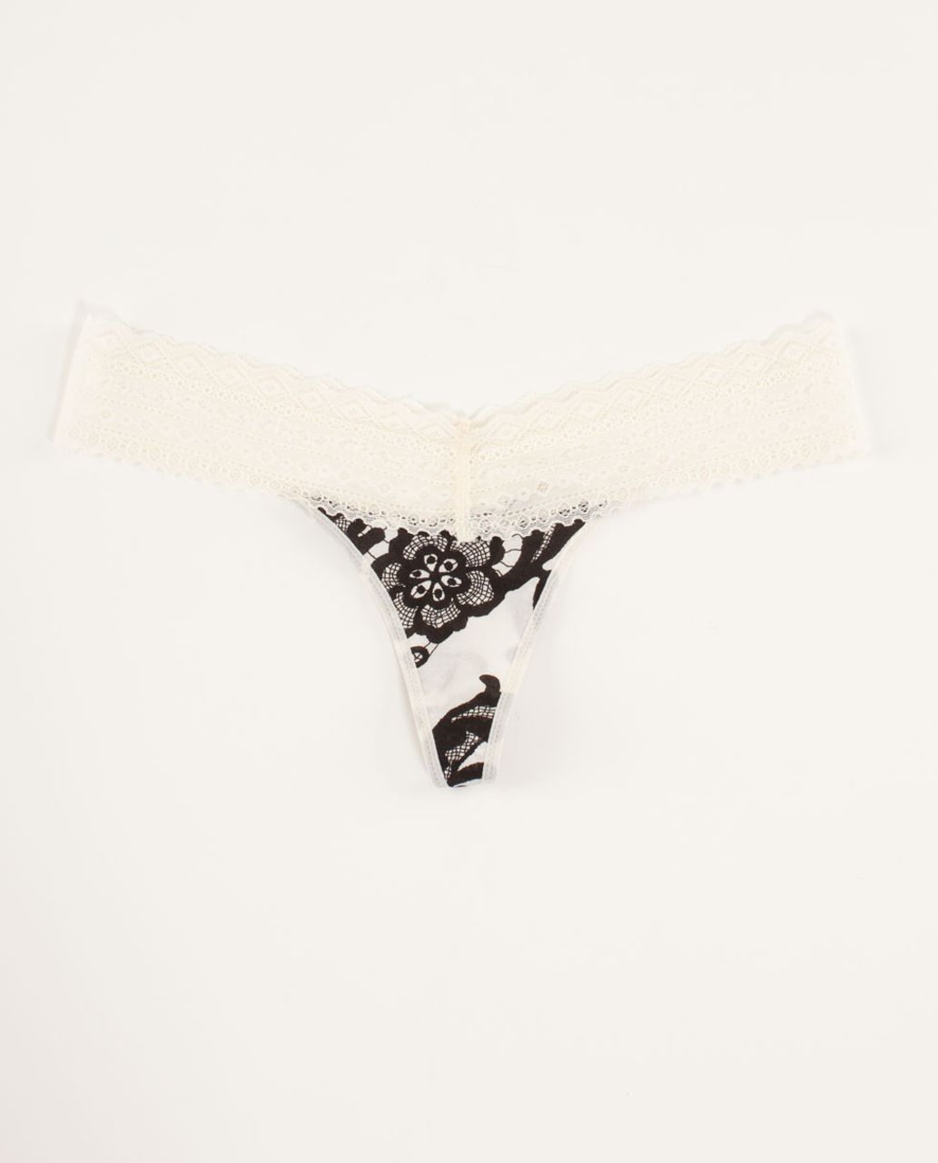 Lululemon Foxy Lulu Thong - Black / Polar Cream - lulu fanatics