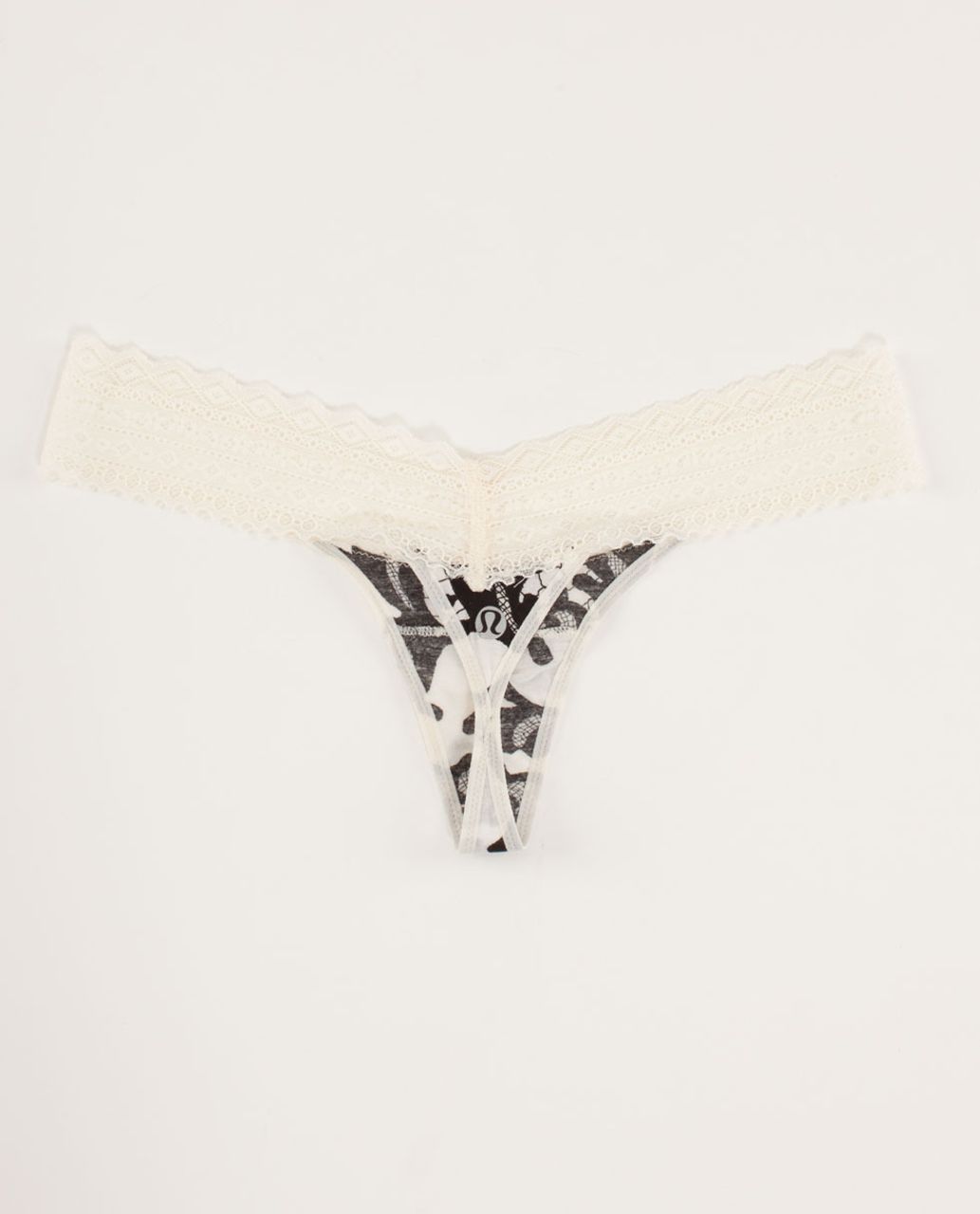 Lululemon Foxy Lulu Thong - Laceoflage Polar Cream Black / Polar Cream -  lulu fanatics