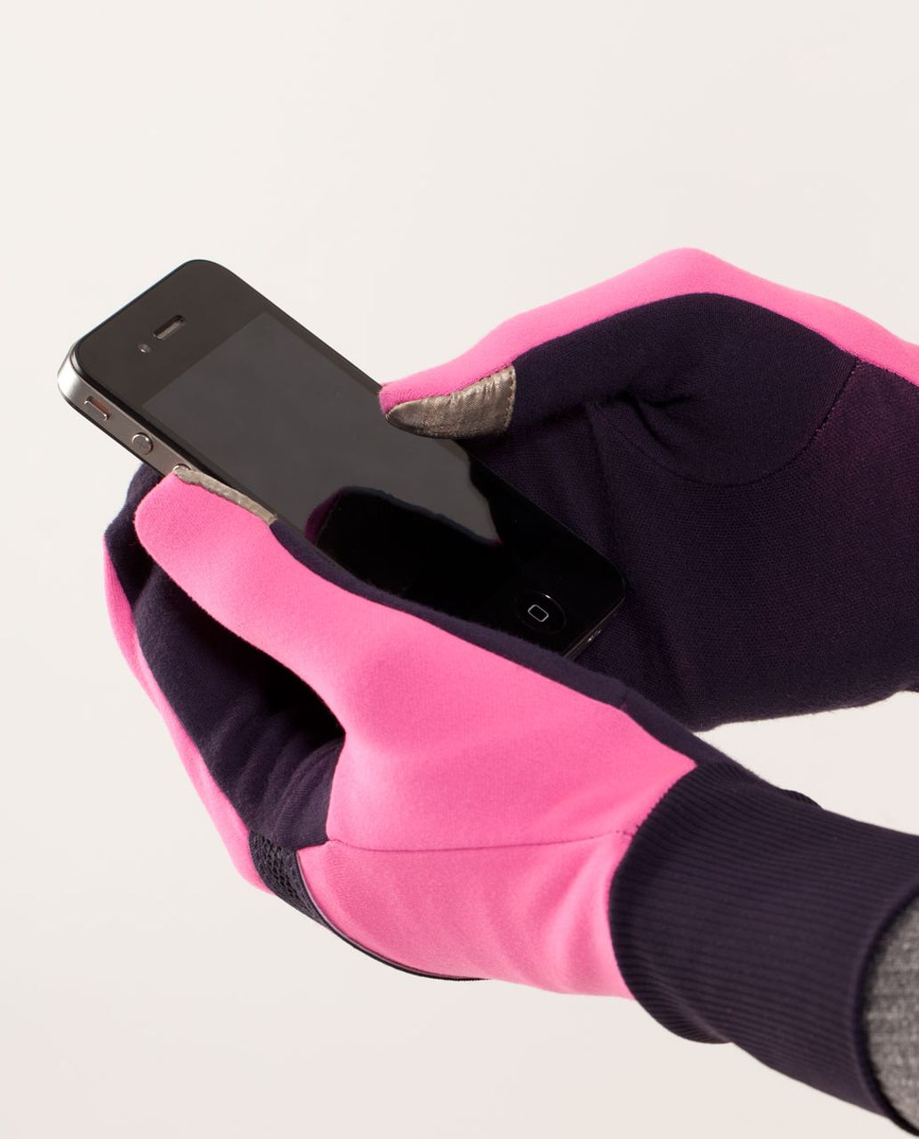 Lululemon Brisk Run Mittens - Raspberry Glo Light / Black Swan