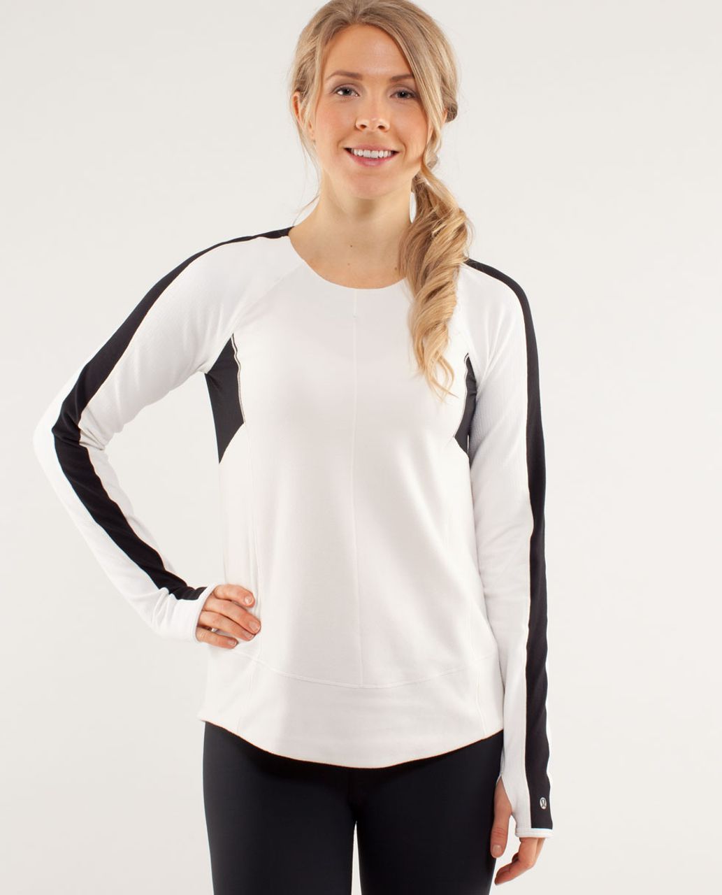 Lululemon Run:  Bold In The Cold Long Sleeve - Polar Cream / Black