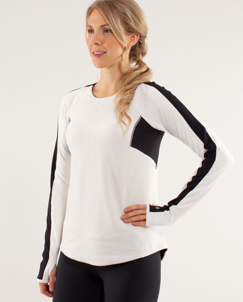 Lululemon Run:  Bold In The Cold Long Sleeve - Polar Cream / Black