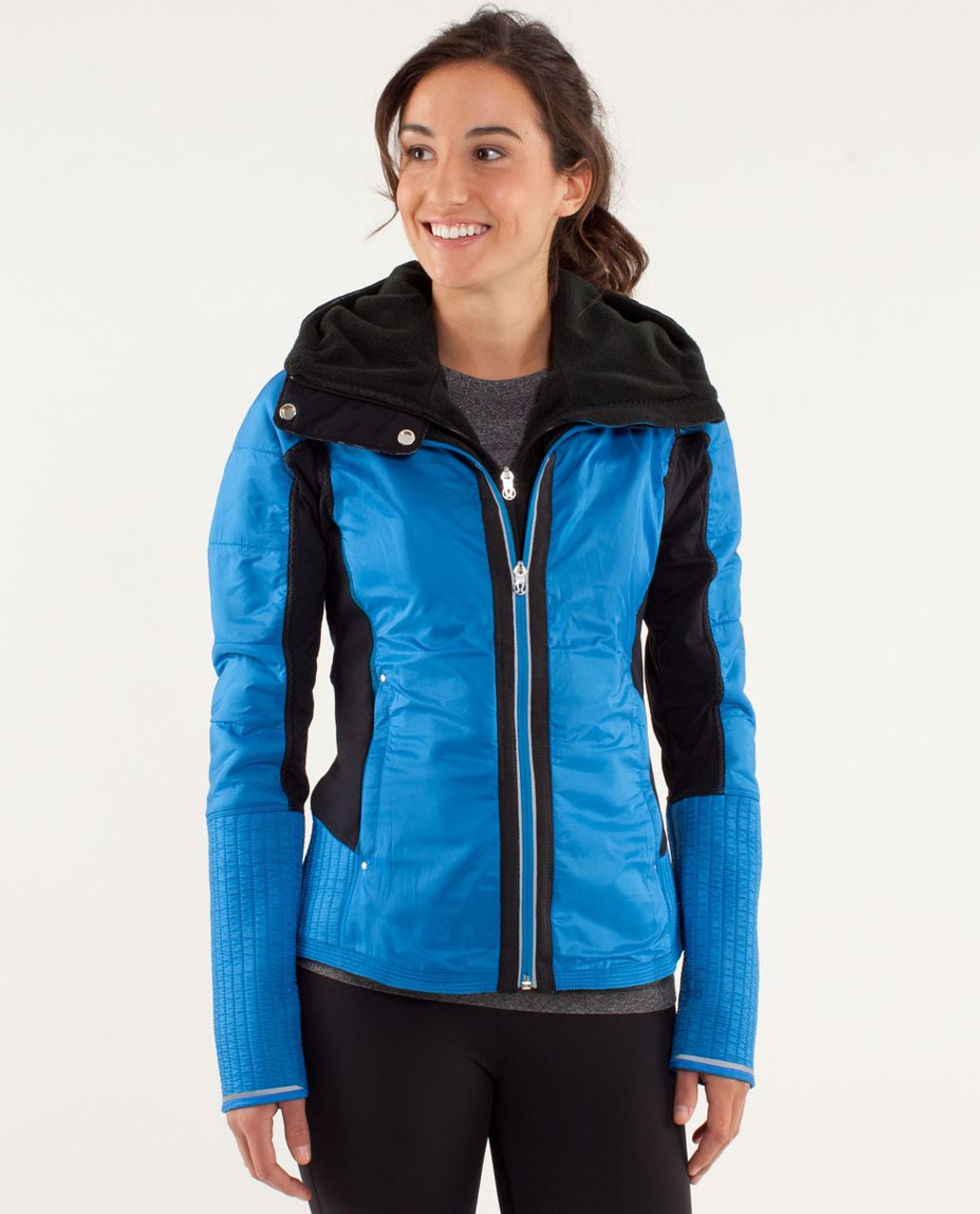 Lululemon Run:  Bundle Up Jacket - Black / Beaming Blue