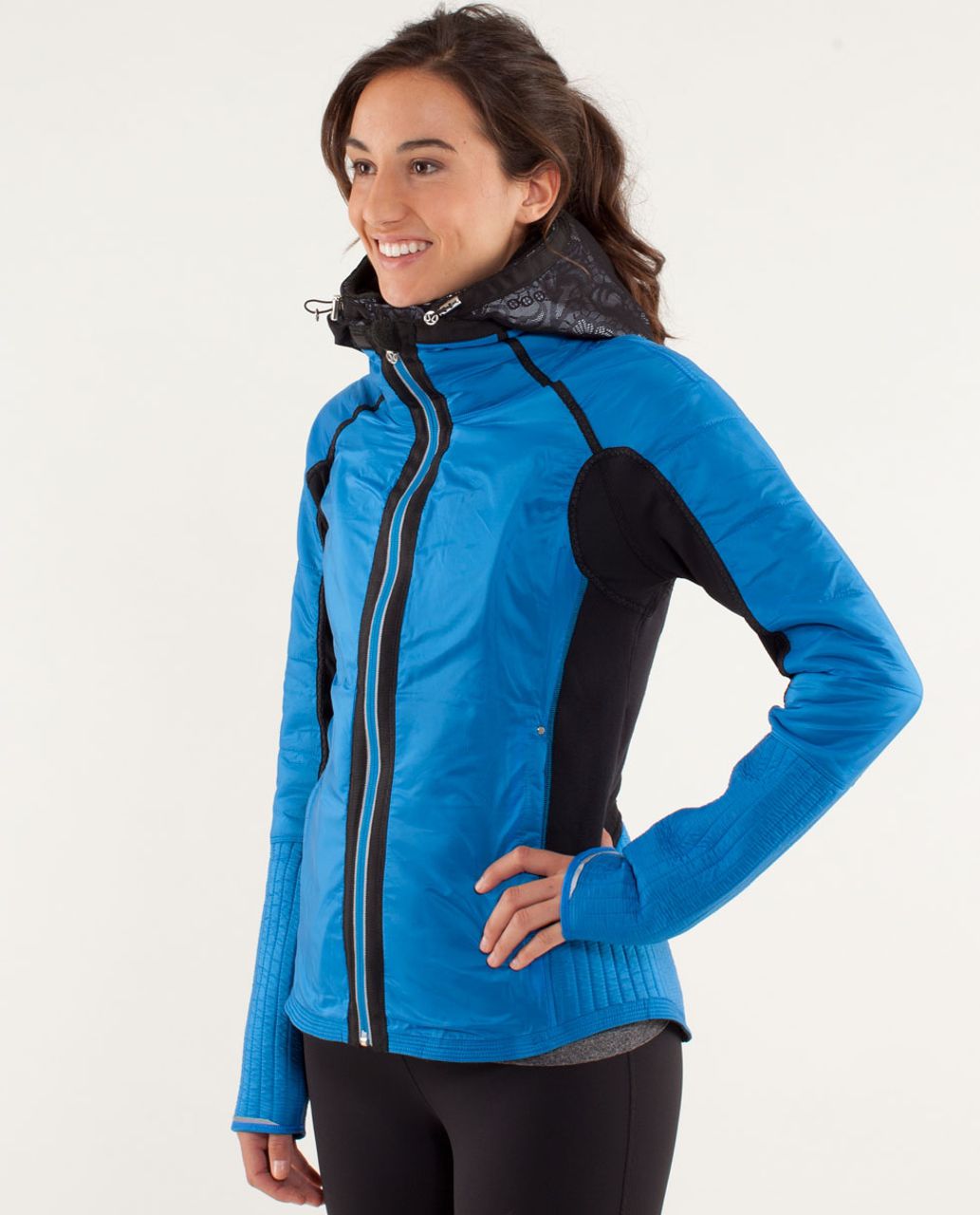 Lululemon Run:  Bundle Up Jacket - Black / Beaming Blue