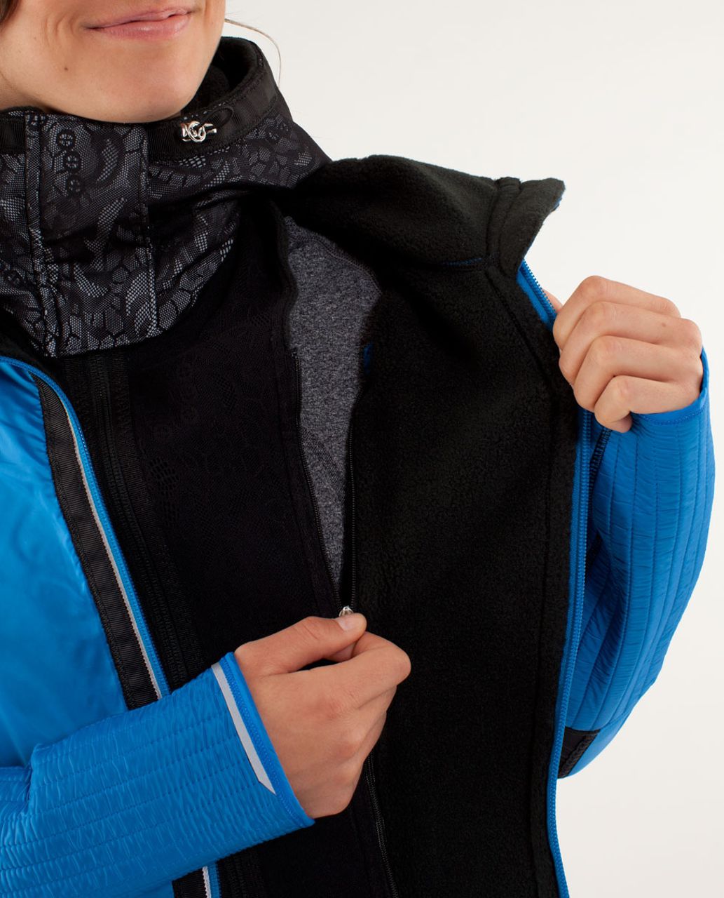 Lululemon Run:  Bundle Up Jacket - Black / Beaming Blue