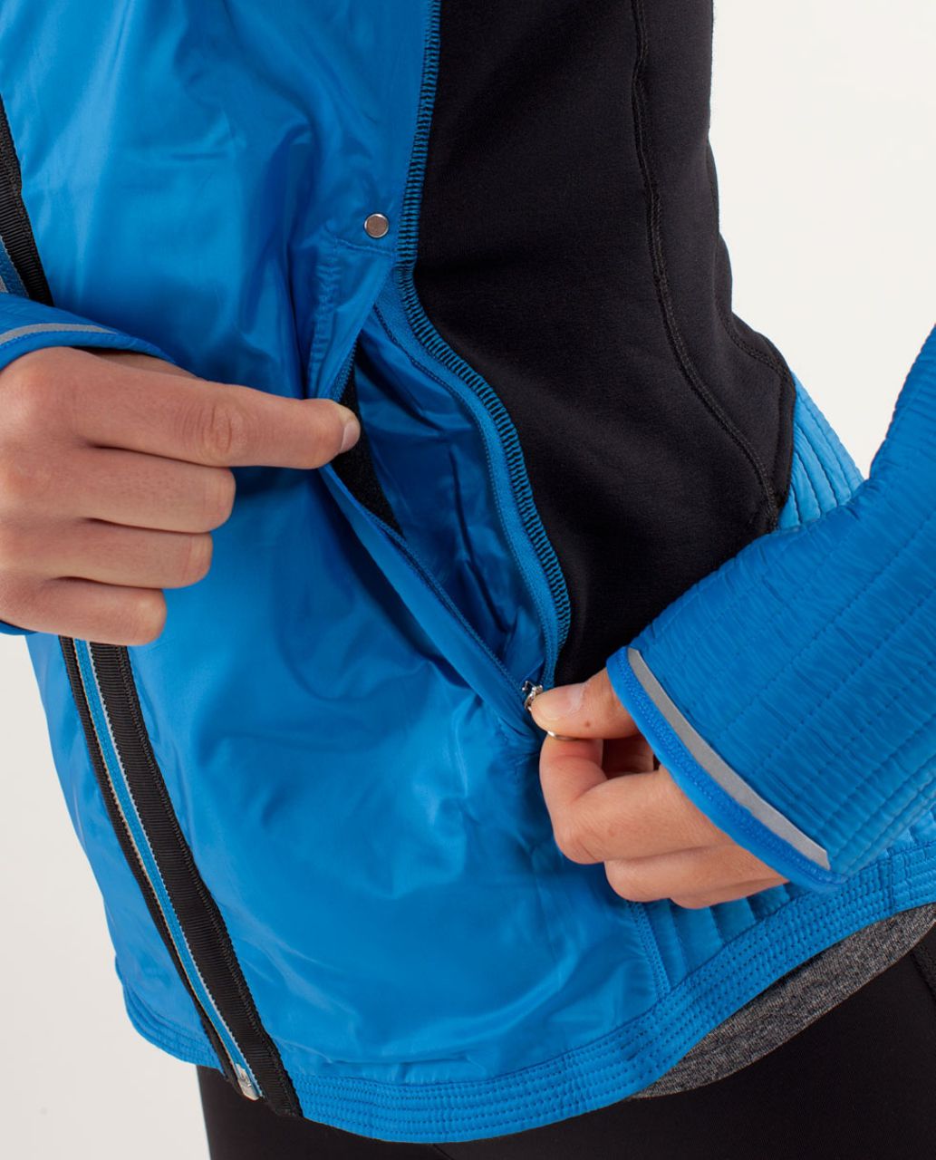 Lululemon Run:  Bundle Up Jacket - Black / Beaming Blue